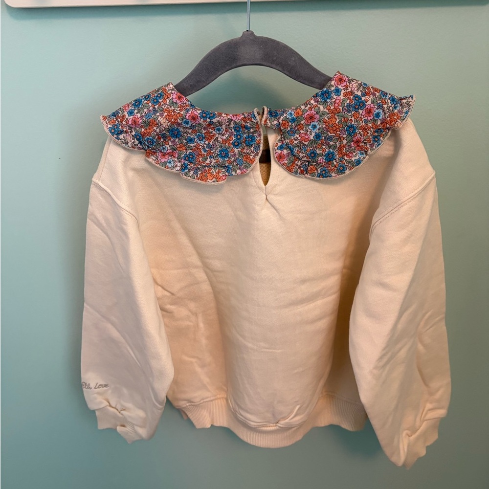 ZARA CONTRAST COLLAR FLORAL SWEATSHIRT - Picture 6 of 7